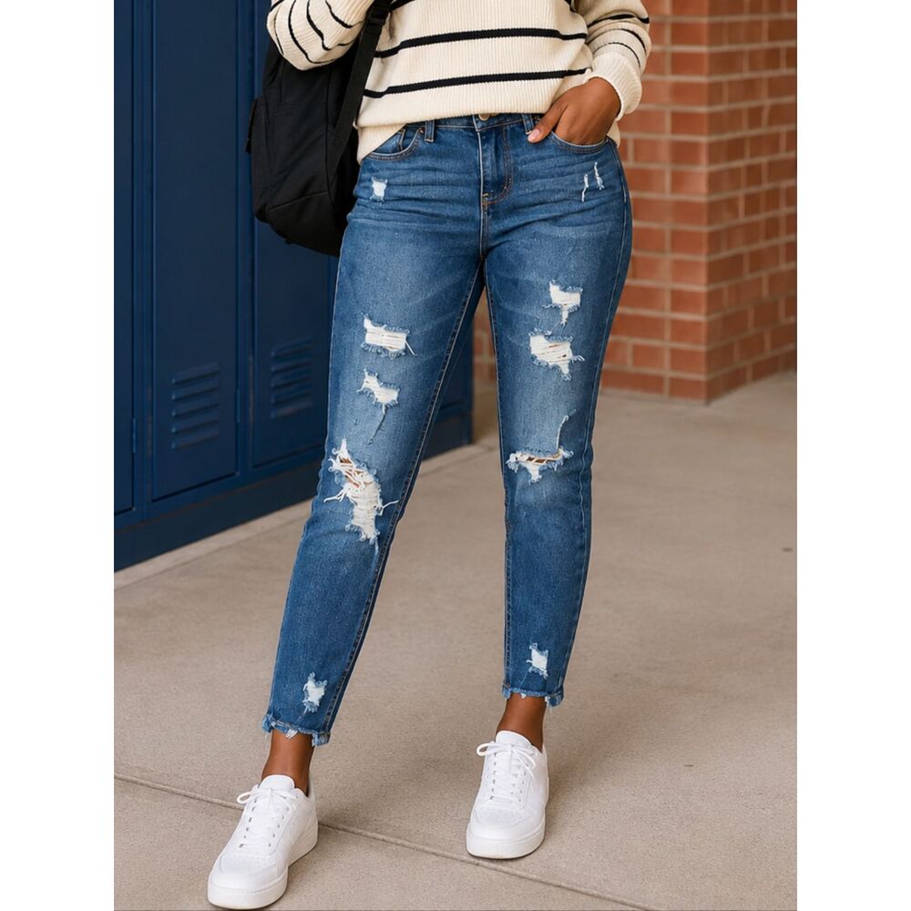 Vanilla Star High Rise Distressed Sz 3 / 26 Women's Jrs Jean Legging Jeggings